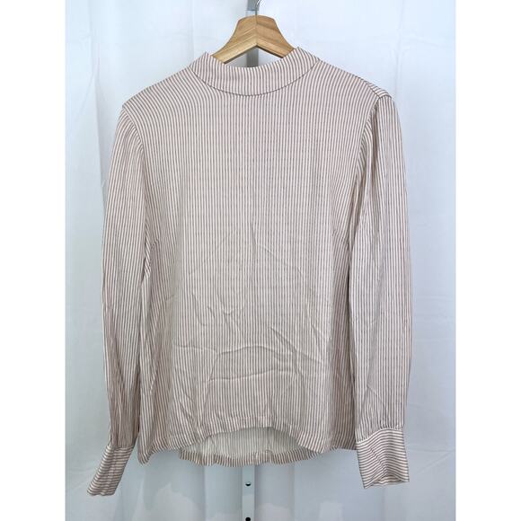 Just Female Tops - JUST FEMALE Mia Blouse Long Sleeve Mock Neck Top Multicolor Stripe Size M